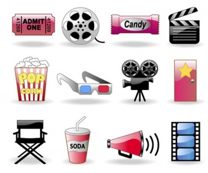 elementos y temas de películas vector icono