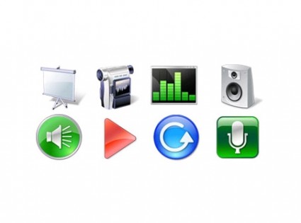 multimedia icon set pack iconos