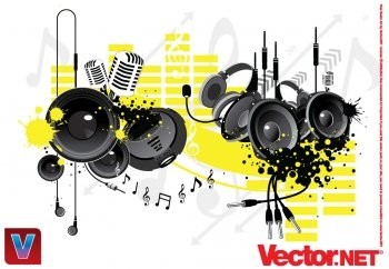 Music Equipement Vector Microphone Vector Headset Vector Audio Vector Earphone Vector