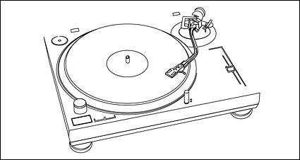 музыка джаз пластиковый диск игрок рисования линии вектор