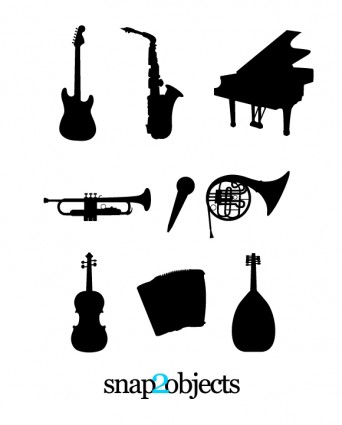 silhuetas de instrumentos musicais