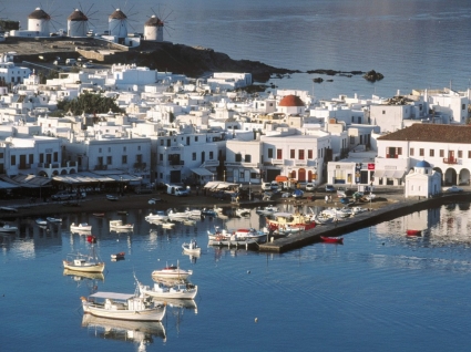 Mykonos harbor papier peint Grèce monde