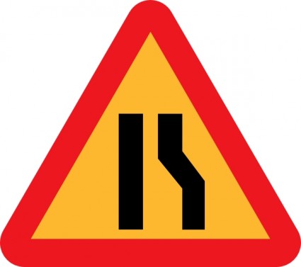 rétrécissement des voies route signe clipart