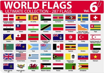 国または地域のフラグと地域の旗のベクトル