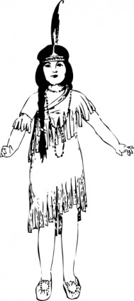 美洲原住民女孩剪貼畫