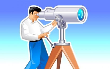 navigatore guarda avanti attraverso il telescopio