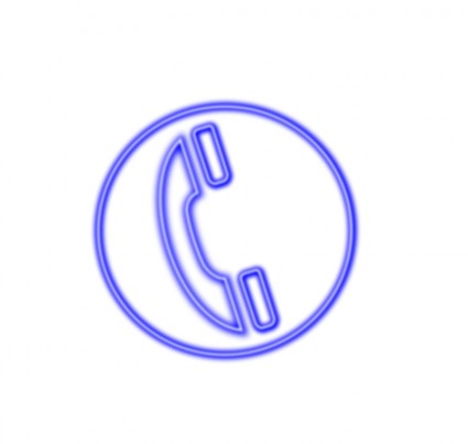 icône de téléphone de néon bleu