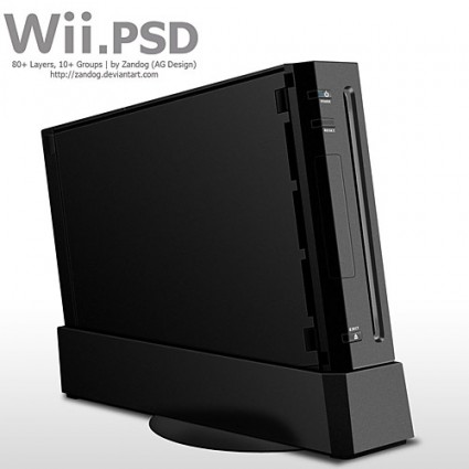 Nintendo Wii schwarz Psd-Datei