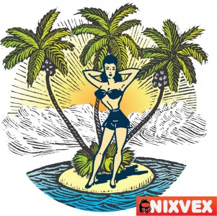 nixvex quot cô gái trên bãi biển quot miễn phí vector