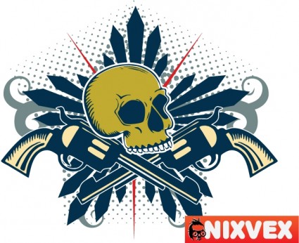 nixvex tengkorak dengan senjata vektor gratis