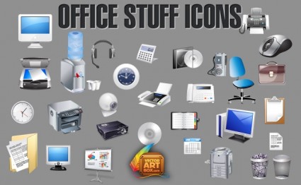 iconos de accesorios de oficina