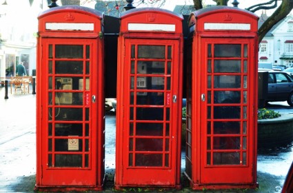 antiguas británicas cabinas de teléfono