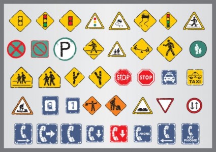 老交通標誌圖示向量