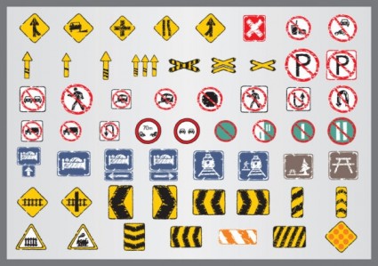 viejo vector de icono de señales de tráfico