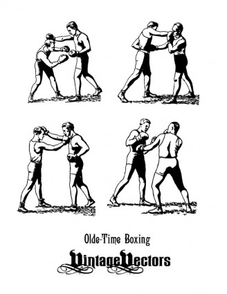 Olde Time Boxers In Classic Boxing Stances Punching