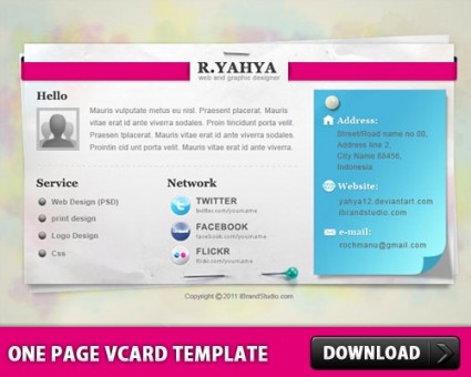 One Page Vcard Template