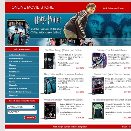 plantilla de tienda en línea de películas