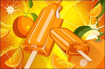 オレンジ色の背景やアイスキャンディー psd 層状