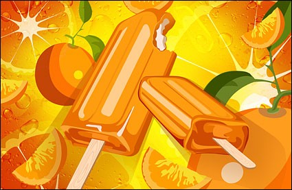 オレンジ色の背景やアイスキャンディー psd 層状材料