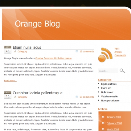 橙色的博客模板