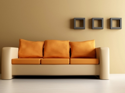 canapé orange papier peint interior design autre