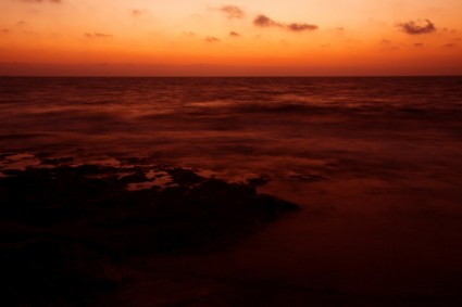 puesta de sol de mar naranja