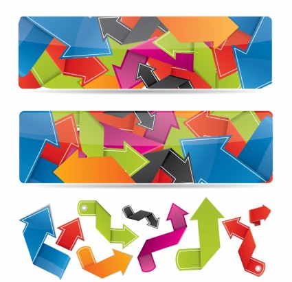 Origami mũi tên biểu ngữ vector