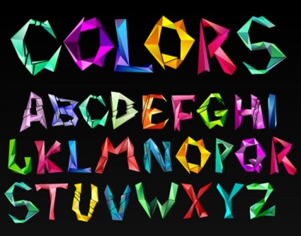 折紙字母顏色設計系列向量