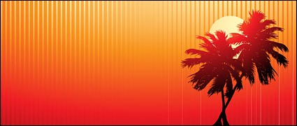 palmier au coucher du soleil plage