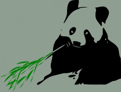panda bear makan bambu clip art