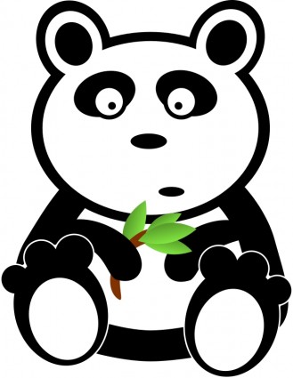 Panda avec des feuilles de bambou