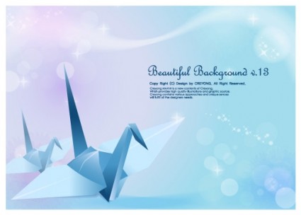 Paper cranes dan fantasi vector latar belakang