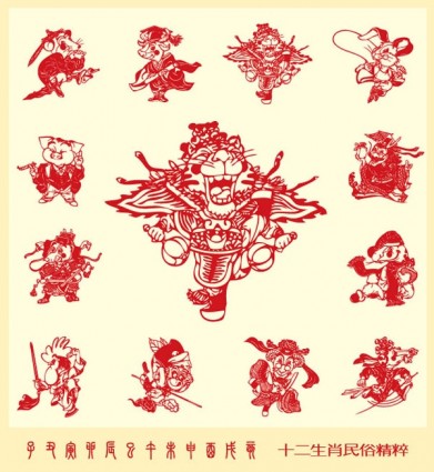 papercut 風格的北京歌劇生肖向量