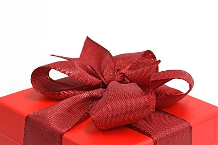 teilweise Bild von roten Geschenk-box