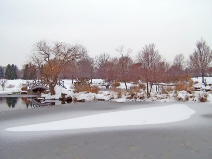 teilweise gefrorenen Teich
