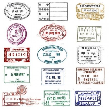 護照郵票印章向量