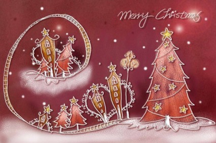 pastele ręcznie malowane Boże Narodzenie ilustrator psd warstwowe