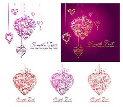 Pattern Composed Of Vector Heartshaped Pendant