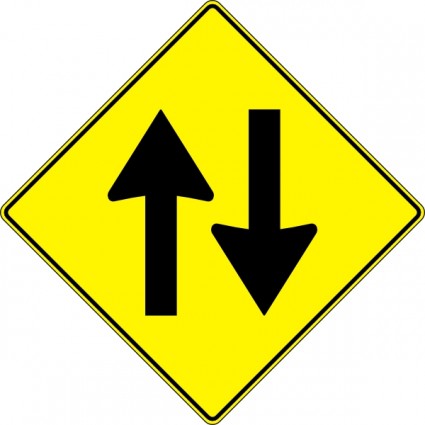 Paulprogrammer Yellow Road Sign Two Way Traffic Clip Art