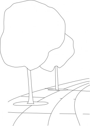 árboles de calle de pavimento esbozado clip art