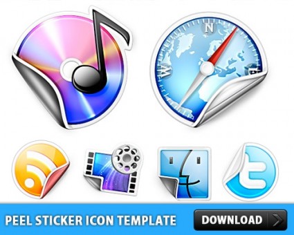 Peeling Sticker Icon Template Psd
