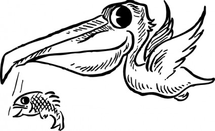 Pelican con clip art de pescado