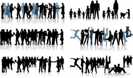 People Black And White Silhouette Vector