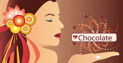 lábios de mão do povo chocolate circle rosto Menina Flor redemoinho