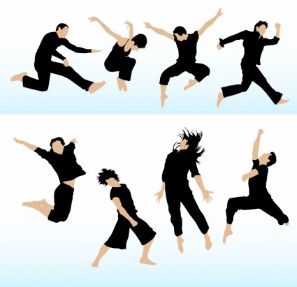 People Dancing Silhouettes Vector