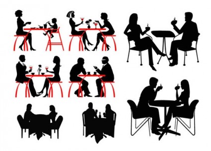 People Silhouette Vector Coffee