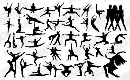الناس صورة ظلية ناقل مجموعة متنوعة من المواد الرقص