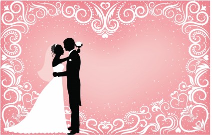 pernikahan vektor silhouette orang