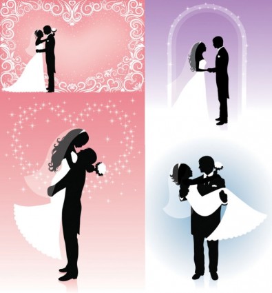 silhouette vecteur de gens mariage