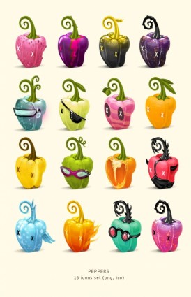 Peppers Icons Set Icons Pack